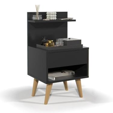 Imagem de Mesa De Cabeceira Estilo Retro Quarto (SLEEP - PRETO)