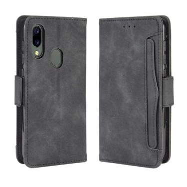 Imagem de Capa para UMIDIGI A3X,Retro magnético Flip Case,Design de carteira de couro PU com slots de cartão removíveis -Black