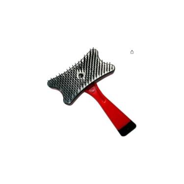 Imagem de Rasqueadeira Removedor de Pelos Mortos para Pet, Aço Inoxidável, Design Ergonômico, 17x10 cm, 100g, Uso Profissional ou Doméstico