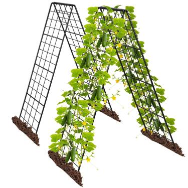 Imagem de HIHADUUM Pacote Com 2 Treliças Ajustáveis Em Formato De A 50" X 17" Para Plantas Trepadeiras Ao Ar Livre, Treliça Jardim Metal À Prova Ferrugem, Estrutura Escalada Grade Densa Canteiros Elevados, Pe