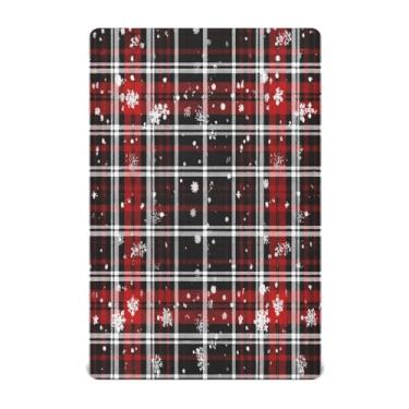 Imagem de Qilmy Lençóis de berço xadrez de Natal, de microfibra macia, respirável, elástico, para meninos e meninas, miniberço, 99 cm x 68,5 cm, capa de colchão infantil portátil