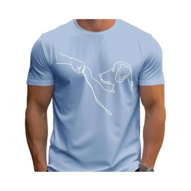 Imagem de Camiseta Masculina Solta com Cachorro Engraçado - 100% Algodão - Casua
