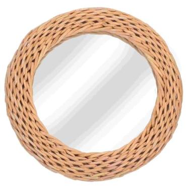 Imagem de Espelho decorativo de parede pequeno multiuso estilo rústico espelho de parede redondo criativo simples espelho de parede para sala de estar espelho de maquiagem de parede para casa, sala de estar