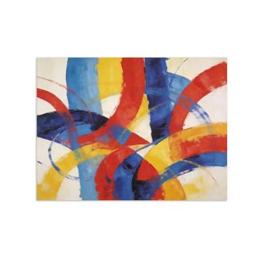 Imagem de Impressões abstratas em tela-Quadro texturizado para parede-Azul vermelho e amarelo 9-Pintura moderna para sala de estar 60x80cm Sem Moldura