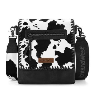 Imagem de Bolsa tiracolo Montana West Cow Print para mulheres MWC-183COW-BK