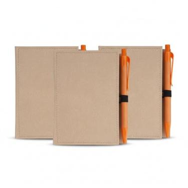 Imagem de Bloco de Anotações Ecológico com Capa Dura, 100 Folhas, Caneta Reciclada, Sticky Notes, 13,5x11,5x1,2cm, Disponível (3, Bege)