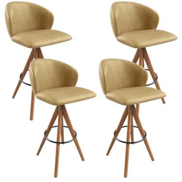 Imagem de Kit 04 Banquetas Alta Giratória Bar Cozinha Sala de Jantar Bar Mia L02 Couríssimo Fendi - Lyam Decor