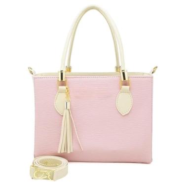 Imagem de Bolsa Feminina Média Transversal de Ombro (ROSA/MARFIM)