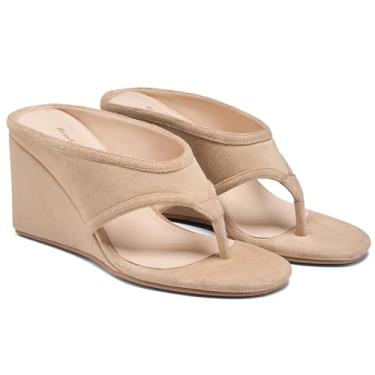 Imagem de ReneChristine Pantufas femininas de salto alto nude sem cadarço confortável vestido de noite chinelos sandálias de dedo redondo para mulheres salto de 8 cm, Nude., 37