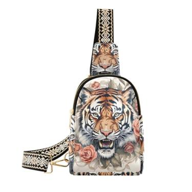 Imagem de CEBUGI Bolsa tiracolo feminina Animal Rose pequena bolsa tiracolo de couro para trilhas, viagens ao ar livre