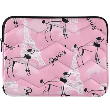 Imagem de Capa protetora para laptop Paris Eiffel Poodle Dog rosa fofa para MacBook Air 13 polegadas capa protetora universal para laptop de 13 a 14 polegadas