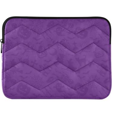 Imagem de Capa para laptop personalizada roxa Halloween Pumpkins bufante acessórios de computador capa para notebook estética universal 13 14 polegadas capa para laptop
