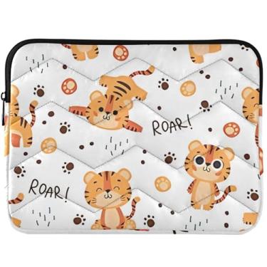 Imagem de Capa protetora para laptop com estampa de animal fofo filhote de tigre rugido capa para notebook universal 13 14 polegadas