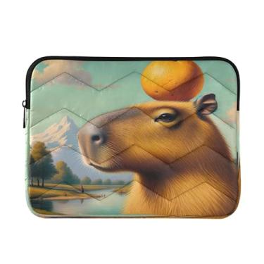 Imagem de Joitme Harvest Gleaner Bolsa feminina bege para laptop, capa protetora à prova de choque, bolsa de viagem para laptop de 33 a 13,3 polegadas para mulheres, chapéu laranja capivara, menta, G