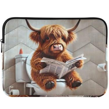 Imagem de Capa protetora engraçada de vaca Highland fofa para laptop com panturrilha fofa, capa protetora moderna para laptop universal de 13 polegadas