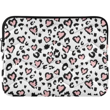 Imagem de Capa para notebook personalizada com estampa de leopardo com corações inchados para MacBook Pro, capa protetora para laptop de 13 polegadas, universal de 13 a 14 polegadas