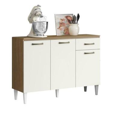 Imagem de Balcão de Cozinha Atenas 120cm 3 Portas Atacama/Off White - Aramóveis