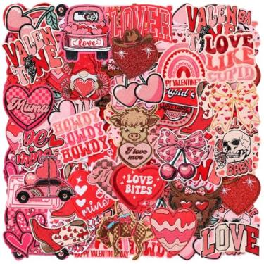 Imagem de Zeyune 72 peças Western Valentine Iron on Patches Bulk Pink Cowgirl Cowboy Hat Patch Cute Angel Bow Heart Valentine apliques bordados para chapéu, mochila, roupas, camisa, jeans, artesanato para