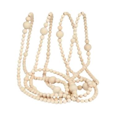 Imagem de Guirlanda de contas de madeira de Natal Decoração suspensa de árvore d