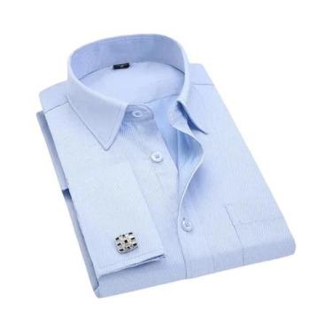 Imagem de Camisa Masculina De Manga Longa Com Punho Francês Branca M~6XL Camisa 