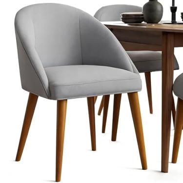 Imagem de Kit 2 Cadeiras de Jantar e Sala de Estar Lua - Decorativas Poltronas Estáticas, Ideal para Salão, Quarto e Recepção Residencial, Elegantes e Confortáveis (KIT 2 CINZA CLARO)