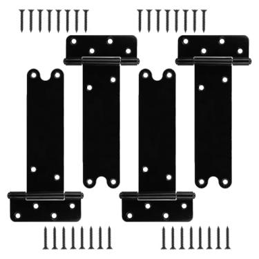 Imagem de Pubotlu Dobradiças de porta em T, dobradiça em T resistente, dobradiças T-Gate, dobradiças de alça de portão, ferragens forjadas pretas para cercas de madeira, porta de celeiro, portas de galpão (20
