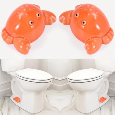 Imagem de Pacote com 2 tampas de parafuso de vaso sanitário, tampas decorativas de cerâmica para o fundo do vaso sanitário, animais fofos, decoração de casa de banho para fácil instalação, evite ferrugem