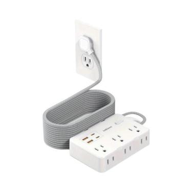 Imagem de Protetor De Surto Com 6 Tomadas AC E 4 Portas USB, Extensão De Cabo Pa