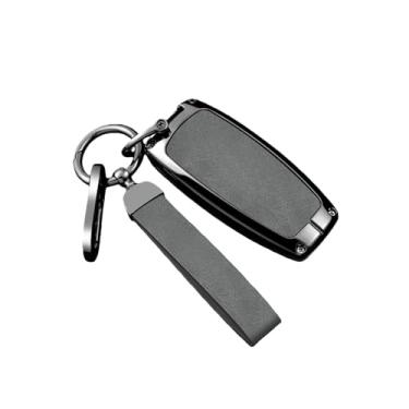 Imagem de Capa de couro para chave de carro, bolsa protetora compatível com hyundai genesis g80 gv70 gv80 gv90 2019 2020 2021 2022, acessórios automotivos(B-grey keyring)