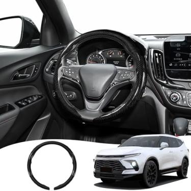 Imagem de Capa de volante de carro para Chevrolet com padrão de fibra de carbono, capa protetora de borracha preta, design antiderrapante, compatível com rodas de 38 cm, modificação decorativa, acessórios