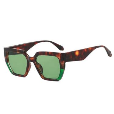 Imagem de Óculos de Sol Unissex com Estampa de Leopardo em Degradê de Cores Doces, Proteção UV400, Ideais para Esportes ao Ar Livre, Corrida e Ciclismo, Cor Verde Flor