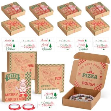 Imagem de Feifeiya 12 caixas de dinheiro de pizza de Natal para presente em dinheiro, 17 x 18 cm, porta-dinheiro, presente divertido para surpresa, engraçado, clássico, festa de Natal (dinheiro não incluído
