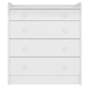 Imagem de Cômoda Com Trocador Infantil 4 Gavetas Doce Mel Branco