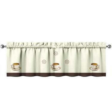 Imagem de Tapesb Cafeteria de cozinha engraçada pequena cortina de janela sobre pia essencial para cozinha, quarto, lavanderia, 45,7 x 137,2 cm