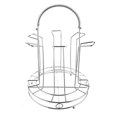 Imagem de Rack de aço inoxidável galvanizado copo de vinho 6 cabeças suporte de copo de água decoração criativa suporte de copo (cor: prata tamanho: 20 cm x 27 cm)
