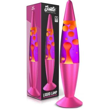 Imagem de JAMBO Lâmpada líquida de 40,6 cm com cera que flui como lava, lâmpadas legais, relaxantes e divertidas, luzes noturnas para crianças, adultos, adolescentes (41 cm, base rosa, líquido roxo, cera