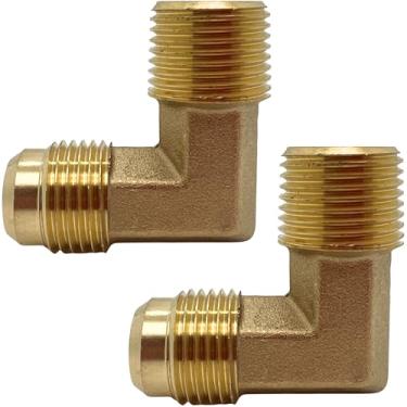 Imagem de 2 peças adaptador de cotovelo de 90 graus, alargador x macho NPT latão encaixe para linha de óleo combustível de ar da CX WONDERLAND (3/20.3 cm flare x 3/20.3 cm NPT macho)