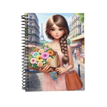 Imagem de Caderno Universitário Capa Dura Decorado Linha Paris, Espiral, com Bolsa Interna, Cartela de Adesivos e Divisórias (CAPA 1, 10 MATÉRIAS (200 FLS))