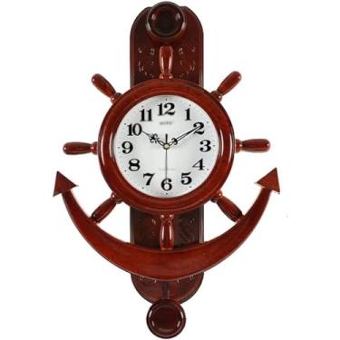 Imagem de Relógio de parede com leme de plástico, relógio grande de 50 cm, silencioso, sem tique-taque, operado por bateria para sala de estar