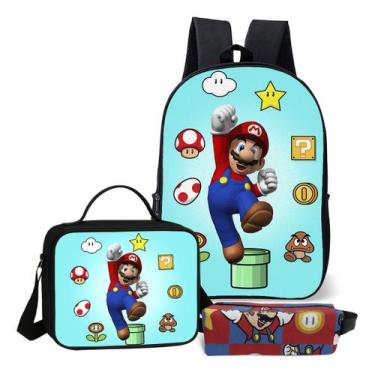 Imagem de Mochila Com Estojo E Lancheira Termica Kit Escolar Completo Infantil M
