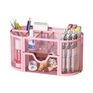 Imagem de Organizador De Mesa Em Malha Com Gavetas E Porta-Lápis, 9 Compartiment