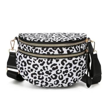 Imagem de hibear Bolsa feminina com estampa de leopardo, bolsa de bumbum espaçosa, bolsa transversal, bolsa de cintura, bolsa de ombro, Preto, Moderno