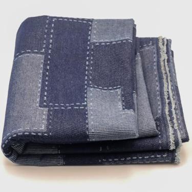 Imagem de Tecido de retalhos jeans com peso de 283 g, padrão quadrado azul profundo, algodão, 164 cm de largura, pré-lavado, não elástico, estilo retrô para costura DIY, jeans, jaquetas e decoração (pré-corte