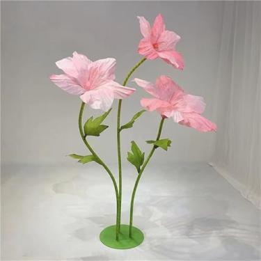 Imagem de Flores de lírio artificiais gigantes - Flores falsas grandes com hastes em pé e base para decoração de fundo de casamento e exibição de janela, perfeitas para banquetes e eventos