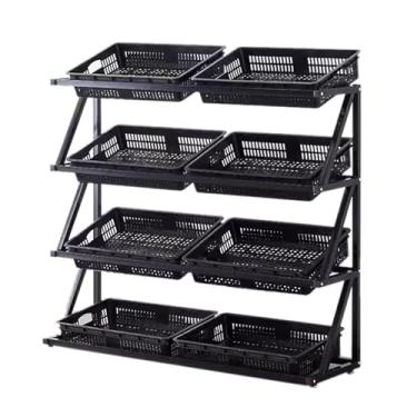 Imagem de Rack de armazenamento de vegetais de 4/5 níveis - Suporte de exibição versátil para frutas, cebolas, batatas e sacos de lanches - Organizador de prateleira de supermercado para soluções de