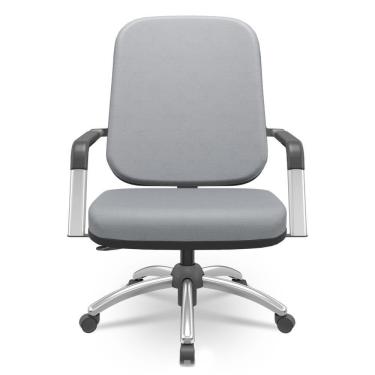 Imagem de Cadeira De Escritório Giratória Com Braço Cromada Magno P03 Vinil Cinza - Lyam Decor
