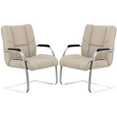 Imagem de Kit 02 Cadeiras De Escritório Tecido Sintético Areia