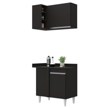 Imagem de Balcão 1 Porta Denver E Armário Aéreo Austin De Canto Preto - Lumil