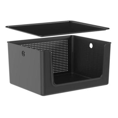 Imagem de Cesto Organizador Com Tampa e Abertura Frontal 16 Litros Ou - Martipla