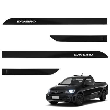 Imagem de Jogo de Friso Lateral Saveiro 2021 a 2025 Preto Ninja